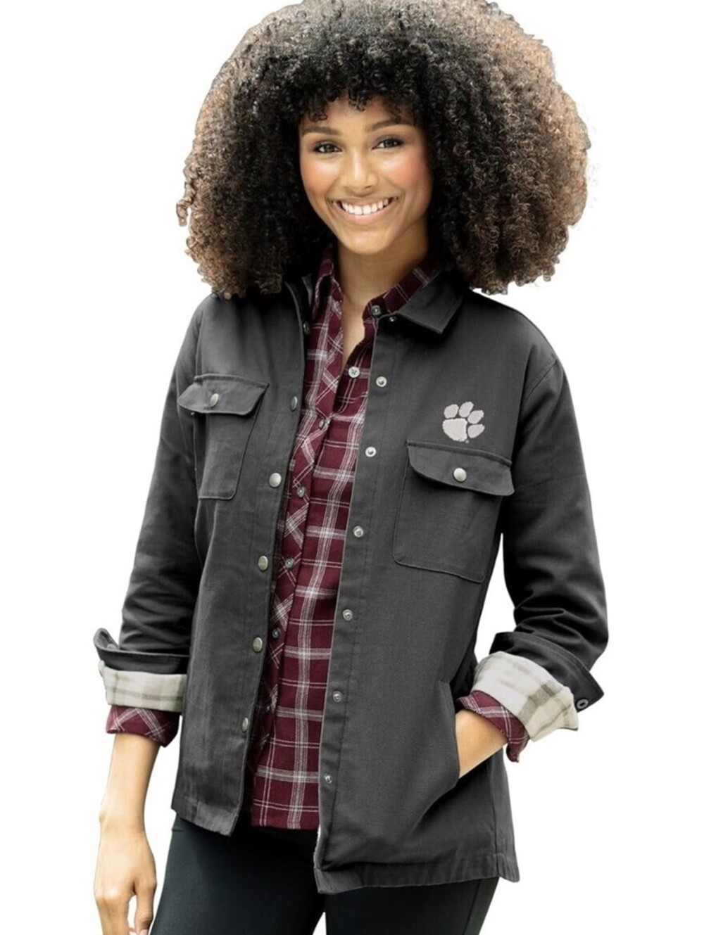 Vantage Women's Clemson Tigers Cotton Canvas Flannel-Lined Jacket Size 2XL